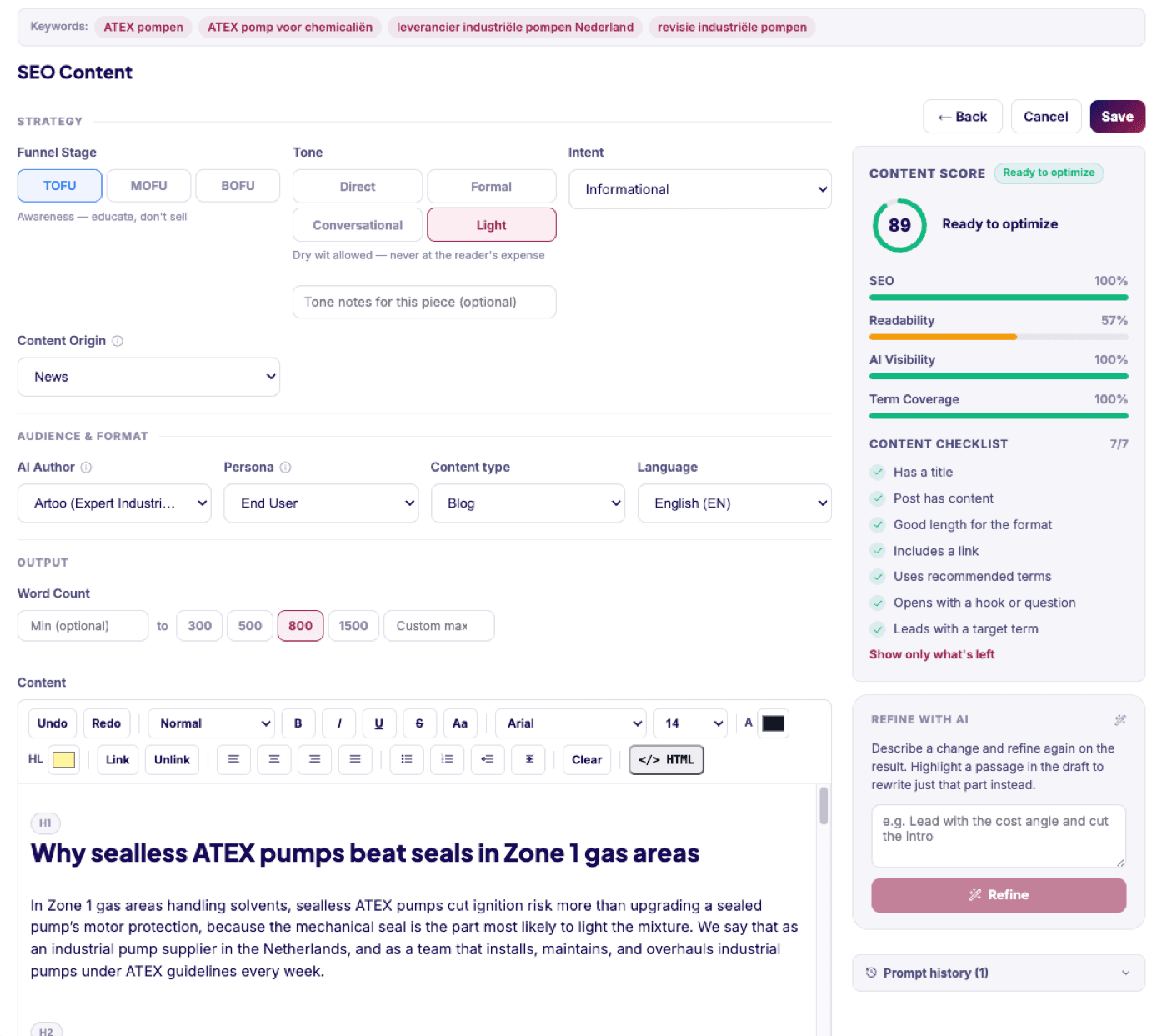 Triggerize content generation